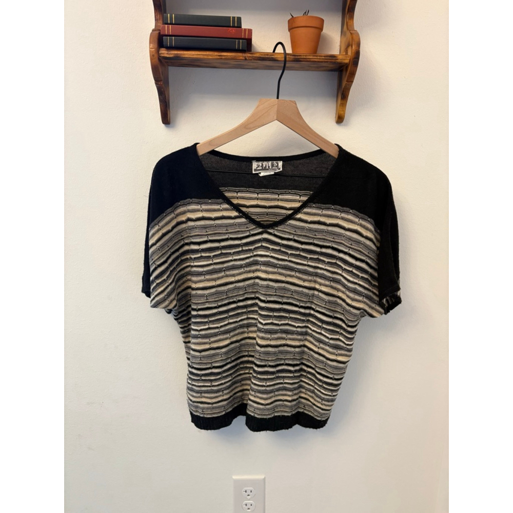 VINTAGE 212 NEW YORK Striped Knit Top Y2K Boho Coquette Aesthetic